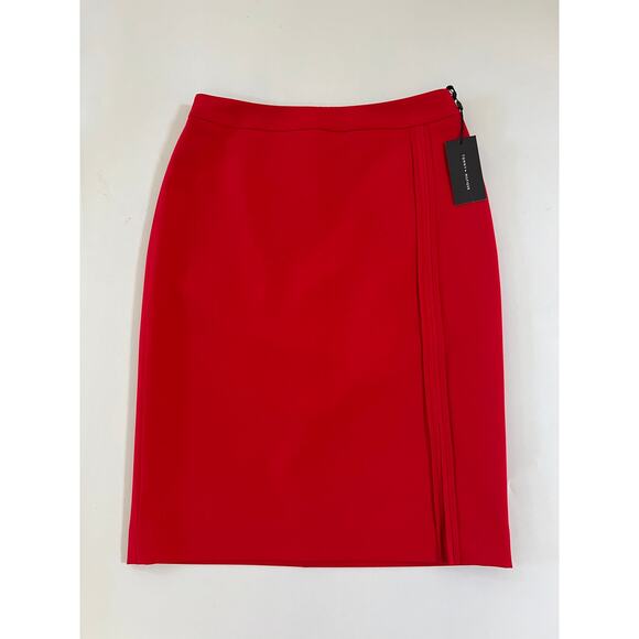 NWT Tommy Hilfiger Red Pencil Skirt Womens Size 2 Career Office Chic - Picture 1 of 15